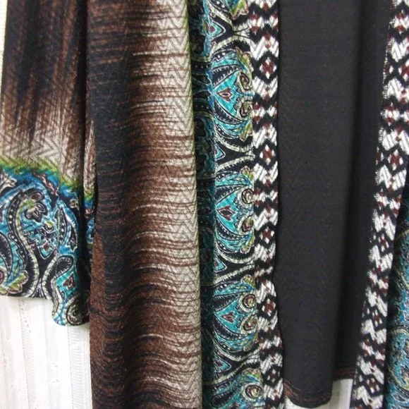 SUSAN GRAVER TURQUOISE & BROWN LONG JACKET - Picture 4 of 6